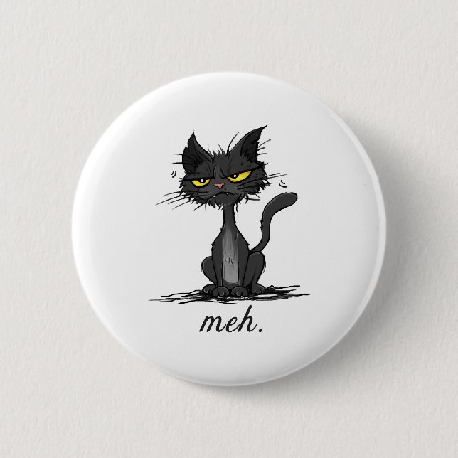 GRUMPY CAT - Funny Meh Cat - Crazy Cat Lady Gift 6 Cm Round Badge (Front)