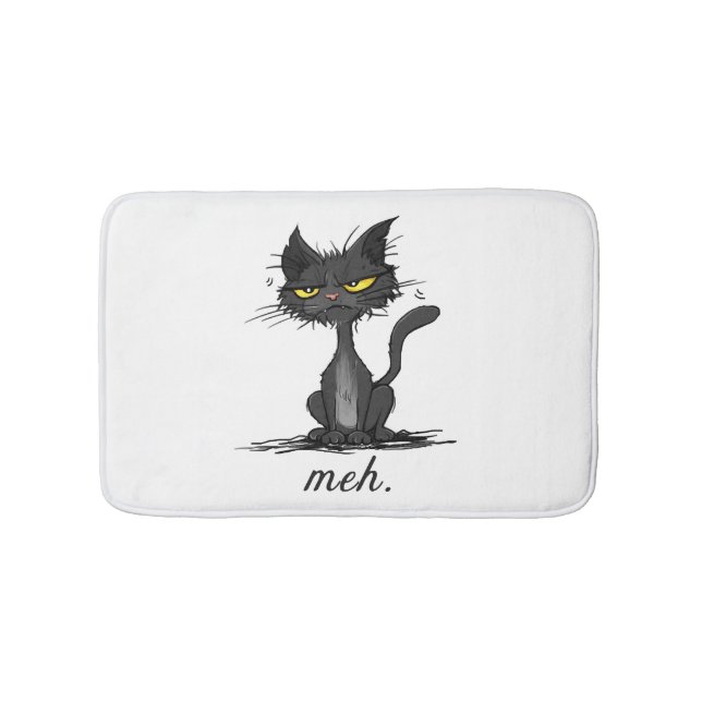 GRUMPY CAT - Funny Meh Cat - Crazy Cat Lady Gift Bath Mat (Front)