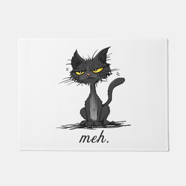 GRUMPY CAT - Funny Meh Cat - Crazy Cat Lady Gift Doormat (Front)