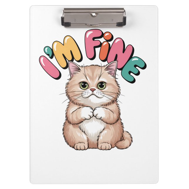 Grumpy Cat "I'm Fine" Funny Cartoon Shirt Clipboard (Front)
