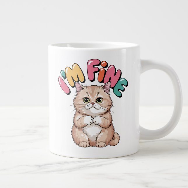 Grumpy Cat "I'm Fine" Funny Cartoon Shirt Large Coffee Mug (Right)