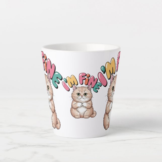 Grumpy Cat "I'm Fine" Funny Cartoon Shirt Latte Mug (Front)