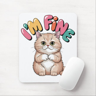 Grumpy Cat "I'm Fine" Funny Cartoon Shirt Mouse Mat