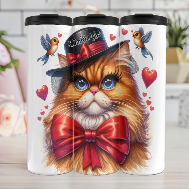  Grumpy Cat in Red Bow Thermal Tumbler (Creator Uploaded)