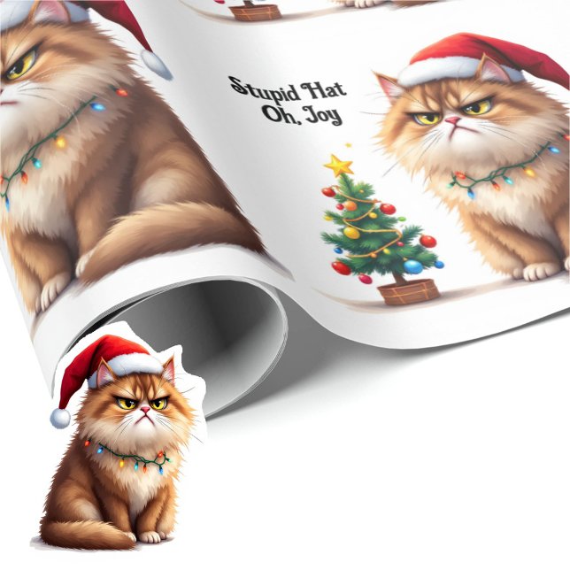 Grumpy Cat it's Christmas Again Custom Text Wrapping Paper (Creator Uploaded)