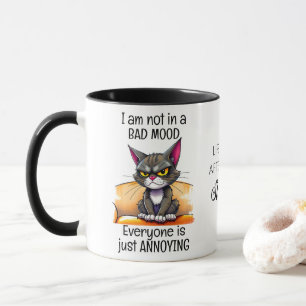 Grumpy Cat Life Begins After Coffee Funny Quote Mug