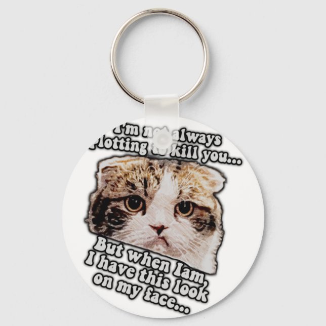 Grumpy cat meme for cat owners and kitty lovers key ring (Front)