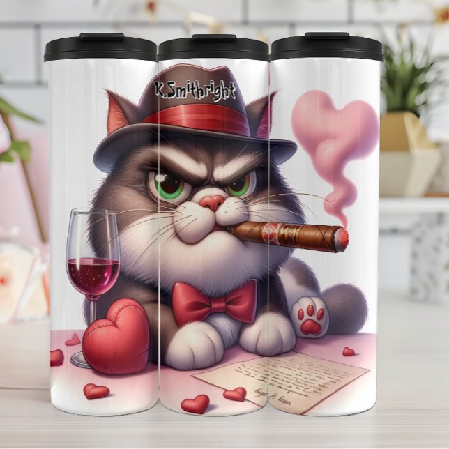 Grumpy Cat Mobster with Cigar Thermal Tumbler (Creator Uploaded)