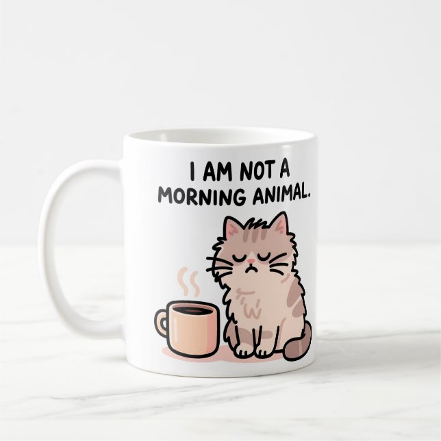 Grumpy Cat Morning Humour Coffee Mug (Left)