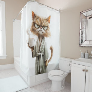 Grumpy Cat Needs Coffee Shower Curtain