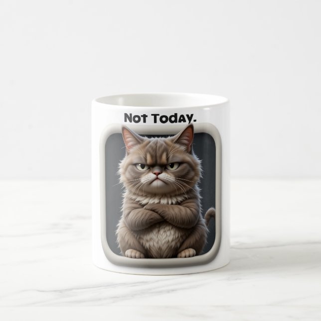 Grumpy Cat “Not Today” Funny Angry Cat Design Coffee Mug (Center)