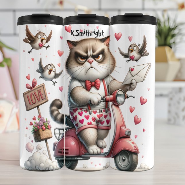 Grumpy Cat on a Moped Thermal Tumbler (Creator Uploaded)