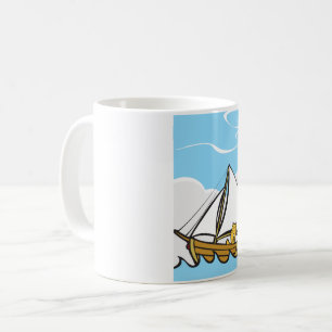 Grumpy Cat on a Sailboat Funny Nautical Cartoon  Coffee Mug