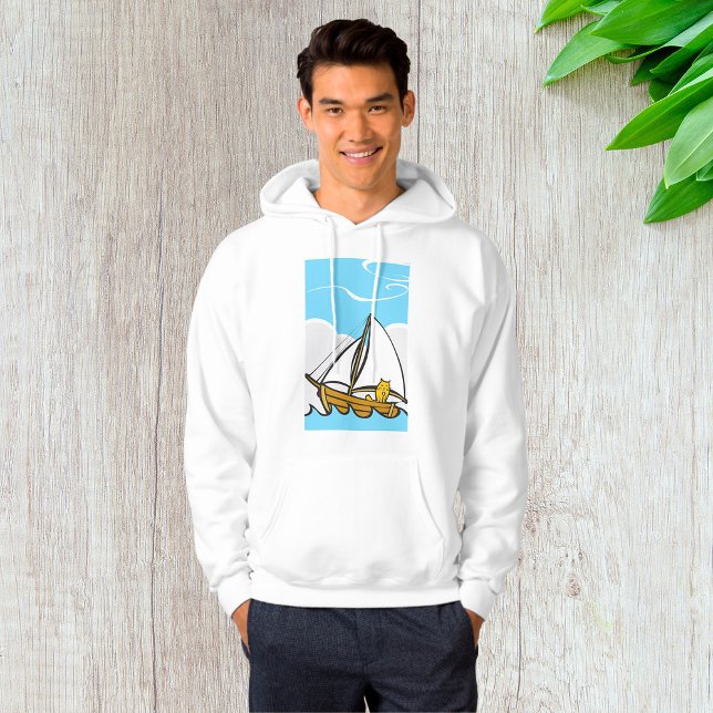 Grumpy Cat on a Sailboat Funny Nautical Cartoon  Hoodie (Creator Uploaded)
