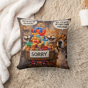 Grumpy cat pillow, cute apology gift cushion