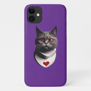 Grumpy Cat Shirt with Red Eyes & Heart Collar – Fu iPhone 11 Case