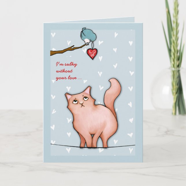 Grumpy Cat Sue blue Sulky Valentine's Card (Front)