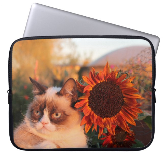 Grumpy Cat Sunflower Laptop Sleeve (Front)