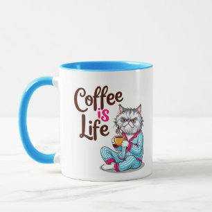Grumpy Cat with-"Coffee is Life" Mug-Editable Name Mug