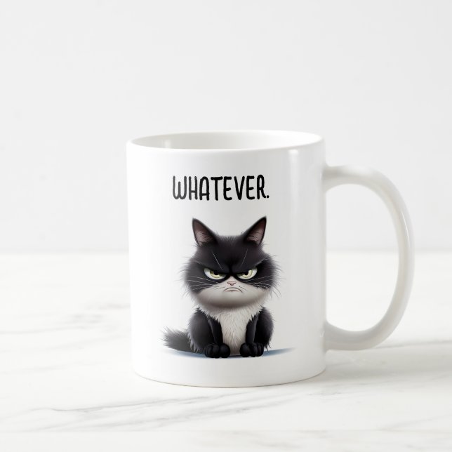 Grumpy cat with cup of coffee (Right)