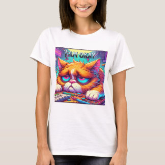 Grumpy Cat with "I AM OKAY" T-Shirt