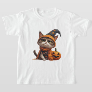 Grumpy Cat With Jack O Lantern Companion 🎃 T-Shirt