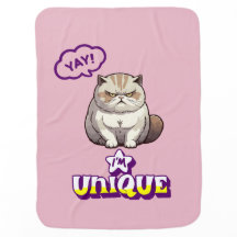 Grumpy Cat "YAY! I'm Unique" Funny Baby Blanket