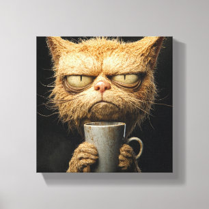 Grumpy Cat's Morning Coffee Canvas Print