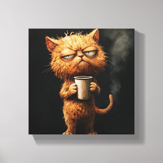  Grumpy Cat's Morning Coffee Canvas Print (Front)