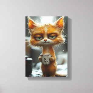 Grumpy Cat's Morning Coffee Canvas Print