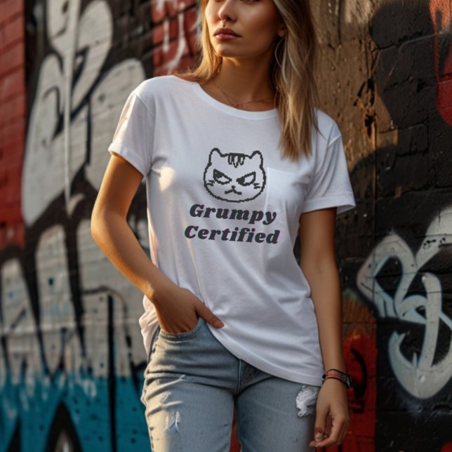 “Grumpy Certified” Funny Cat Meme Design Women"s  T-Shirt (Creator Uploaded)