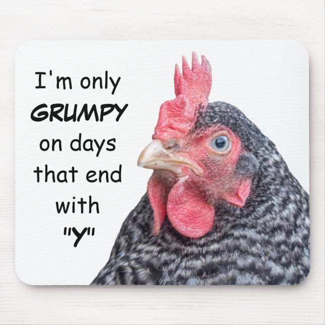 Grumpy Chicken Funny Frowning Hen Photo Mouse Mat (Front)