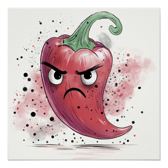 Grumpy Chilli Pepper Poster (Front)