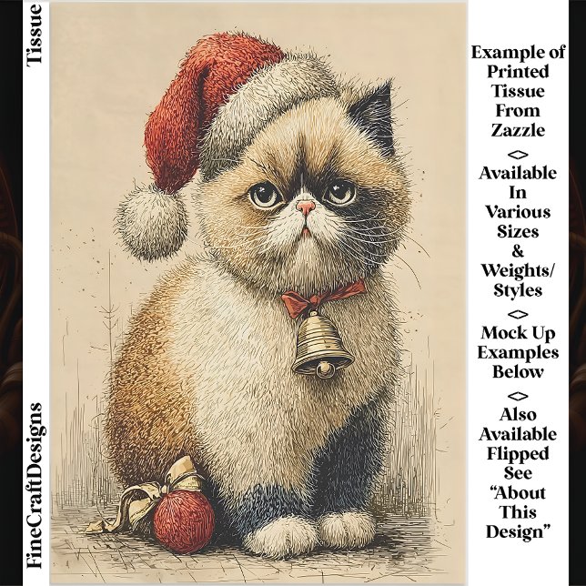 Grumpy Christmas Cat EB1L Decoupage Tissue Paper (Creator Uploaded)