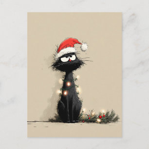 Grumpy Christmas Cat Mood Postcard