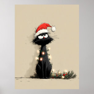 Grumpy Christmas Cat Mood Poster