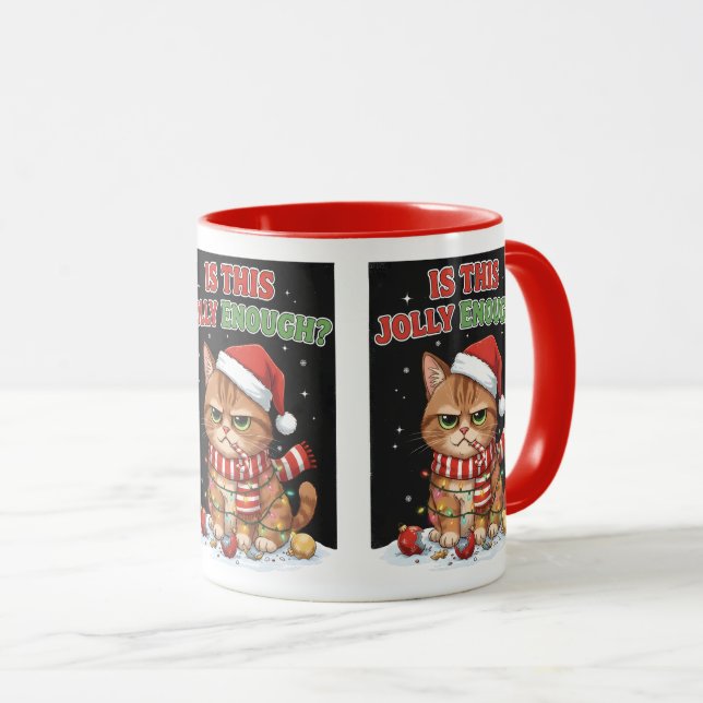 Grumpy Christmas Cat Mug (Front Right)
