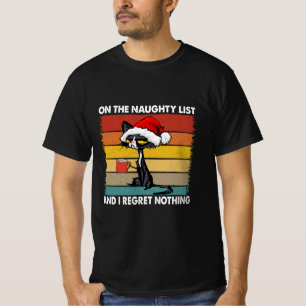 Grumpy Christmas Cat on the Naughty List T-Shirt