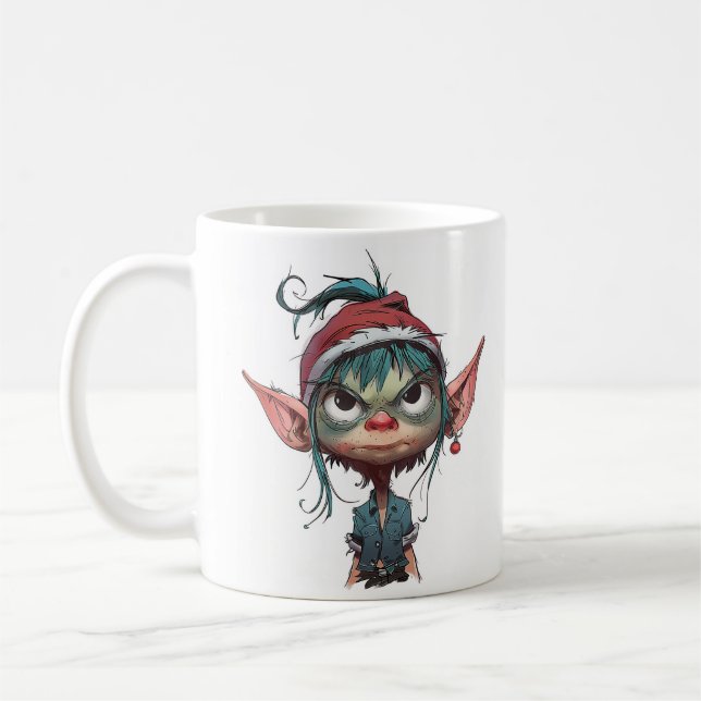 Grumpy Christmas Elf Attitude Coffee Mug (Left)