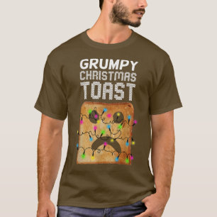 Grumpy Christmas Toast Bread Face Christmas Lights T-Shirt