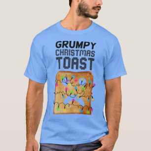 Grumpy Christmas Toast Bread Face Christmas Lights T-Shirt