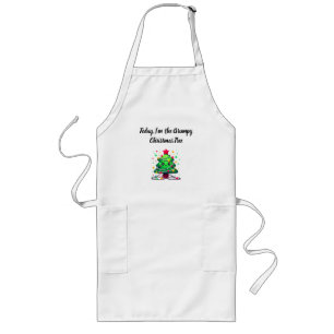 Grumpy Christmas Tree Cartoon – Funny Holiday Shir Long Apron