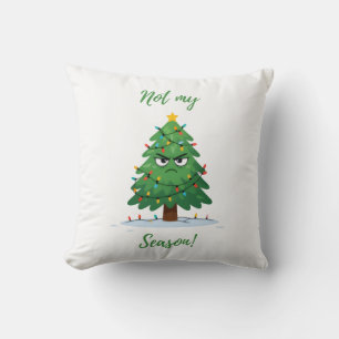 Grumpy Christmas Tree Cartoon – Funny "Not My Seas Cushion
