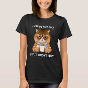 Grumpy Coffee Cat Morning Mood Humor T-Shirt