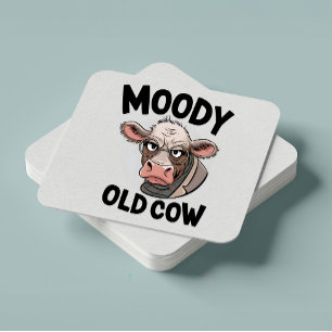 Grumpy Cow Lover Gift Sarcastic Farmer Farm  Squar Square Paper Coaster