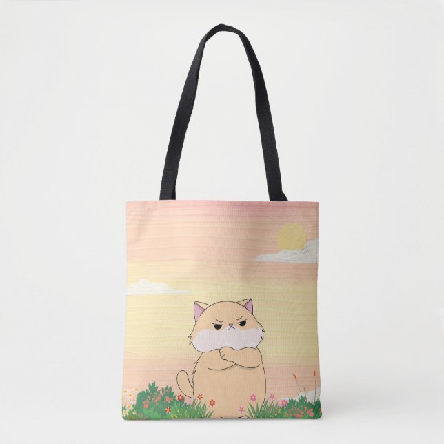 Grumpy Cute Cat Tote Bag (Front)