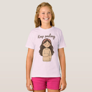 Grumpy Cute Girl Sticker – Long Hair & Oversized T-Shirt