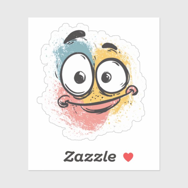 Grumpy Cute Monster Sticker – Quirky Cartoon Face (Sheet)