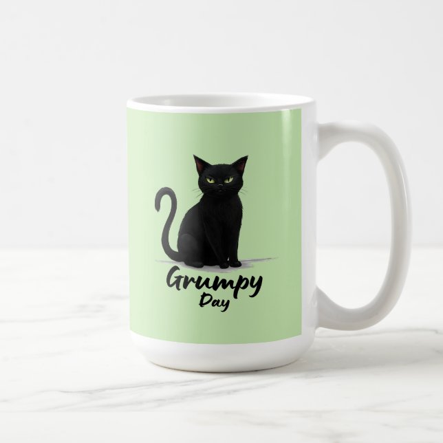 Grumpy Day with Black Cat Coffee Mug (Right)