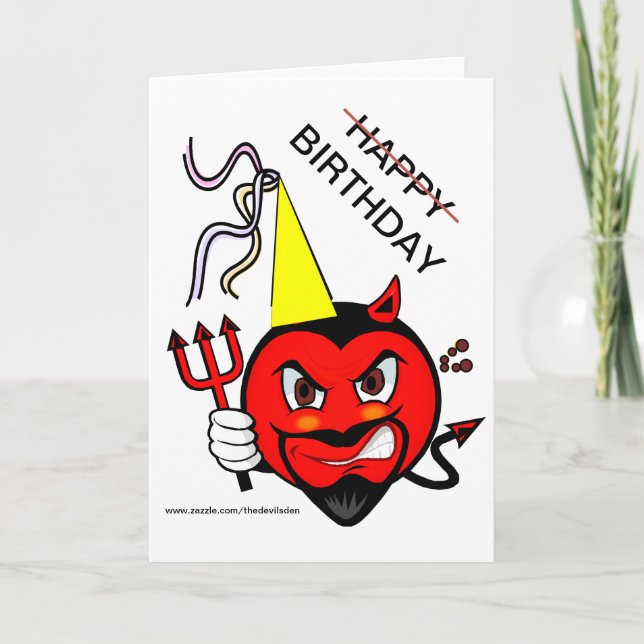 Grumpy Devil Happy Birthday Card (Front)